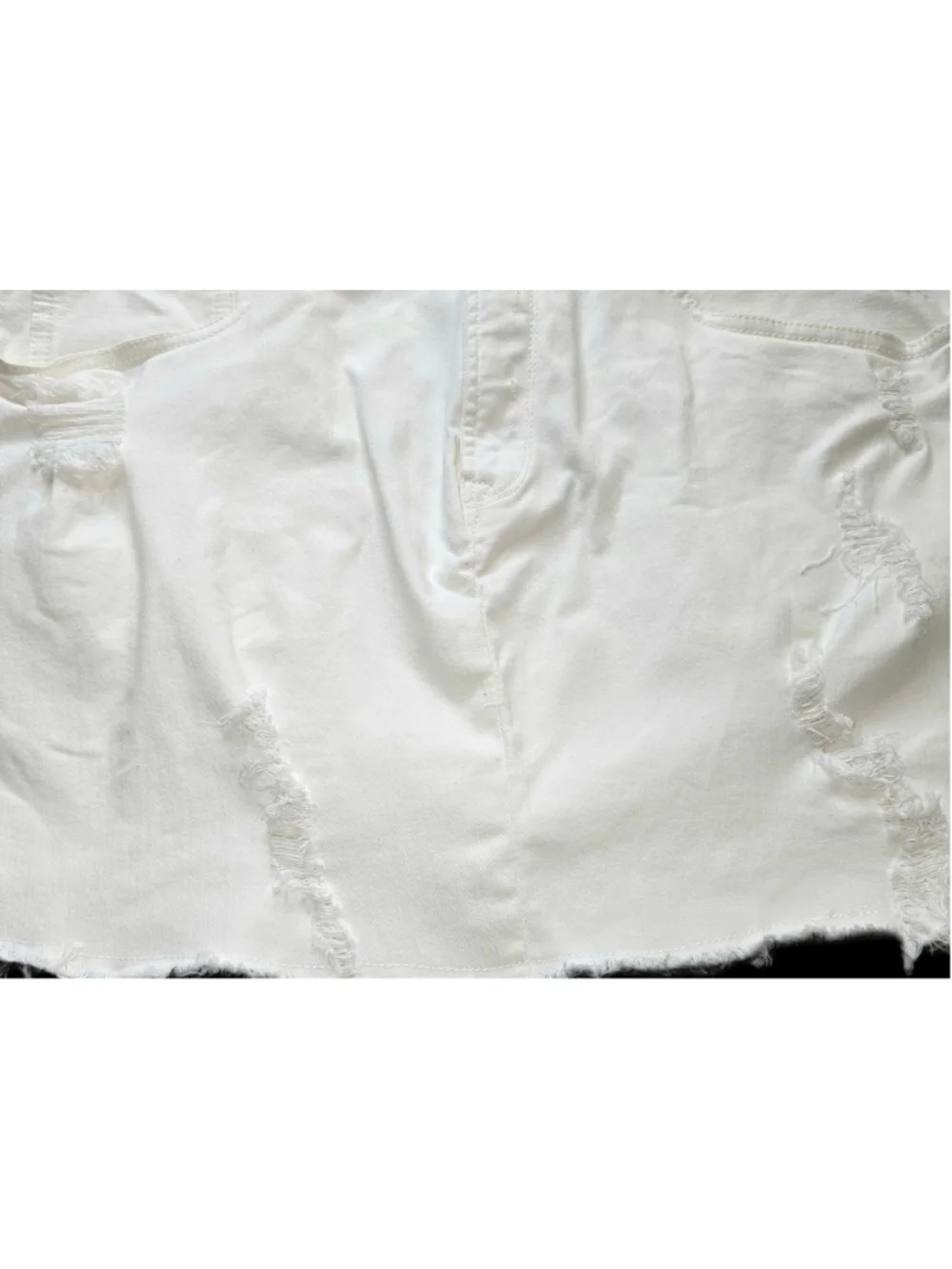 Gap Denim White Mini Skirt Womens Size 34 Distressed Stretch Jean Skirt Casual